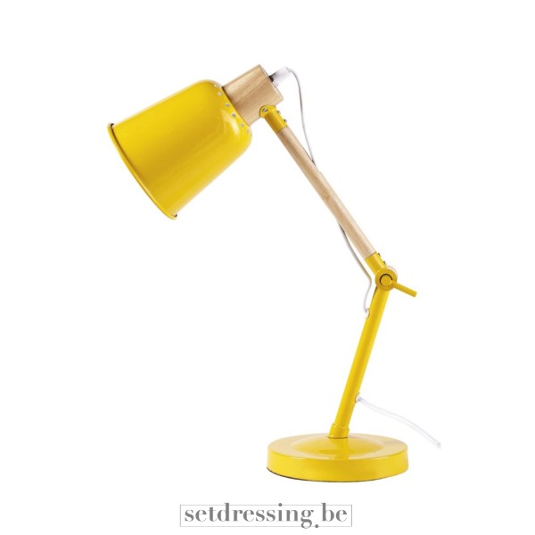 Bureaulamp hout 45cm geel