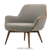 Walnut armchair 86cm gray