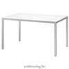 Large glossy white table with a chrome metal frame. 180x85cm white