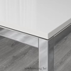 Large glossy white table with a chrome metal frame. 180x85cm white