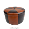 Leather pouf 45cm brown