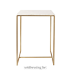 Side table with a white marble top and a brass metal frame. 60cm white