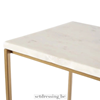 Side table with a white marble top and a brass metal frame. 60cm white