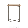Foldable side table with a solid wood top 54cm brown/black