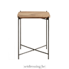 Foldable side table with a solid wood top 54cm brown/black
