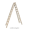 Oude houten openzetbare ladder 300cm bruin