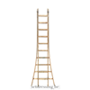 Oude houten uitschuifbare ladder 250cm bruin