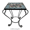 Black steel side table with a decorative mosaic top 32cm black