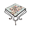 Black steel side table with a decorative mosaic top 32cm black
