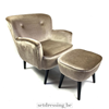 Velvet seat 80cm gray with footstool