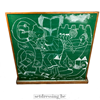 Wooden chalkboard green