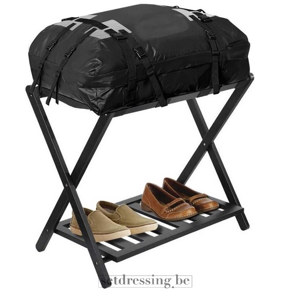 Wooden luggage rack 70cm black