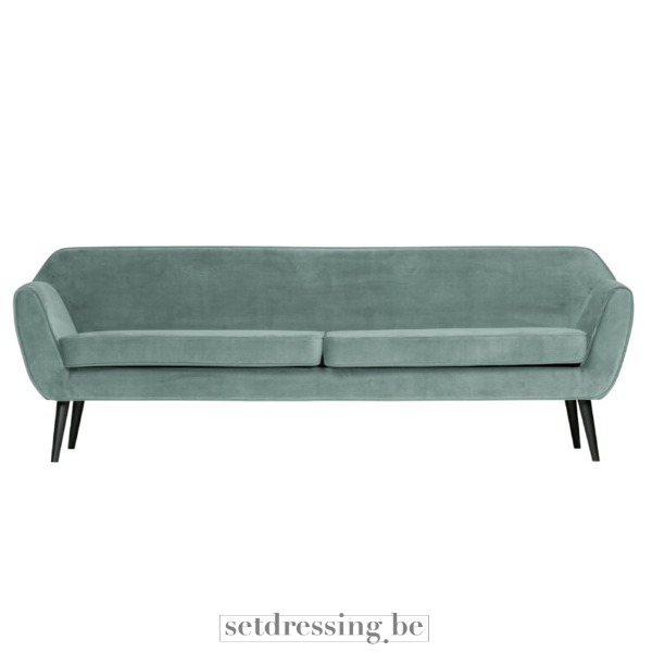 Velvet 3-seater sofa 230cm light blue