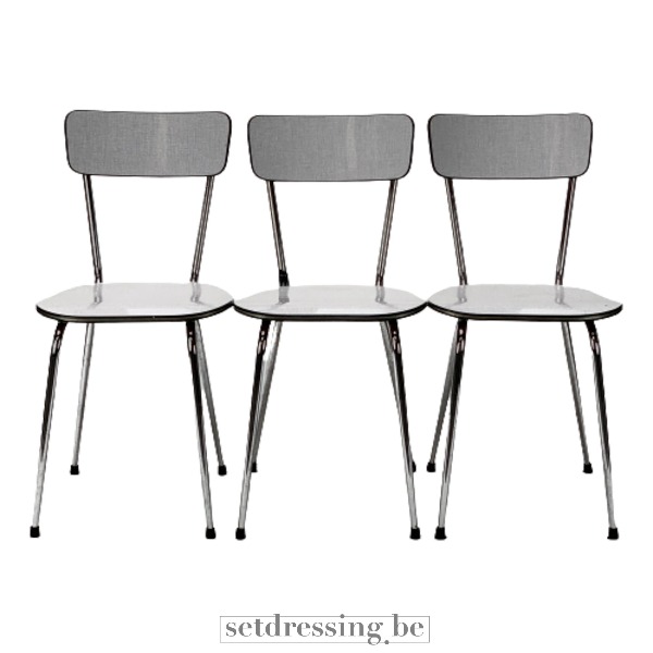 Formica set tafel en 4 stoelen grijs