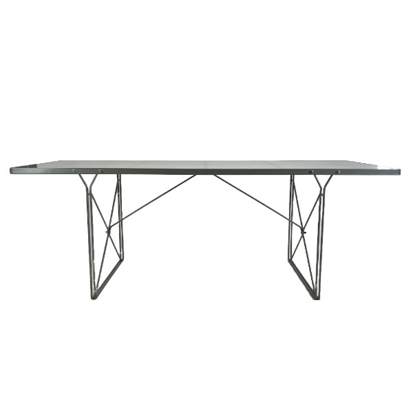 Glass table 200cm chrome