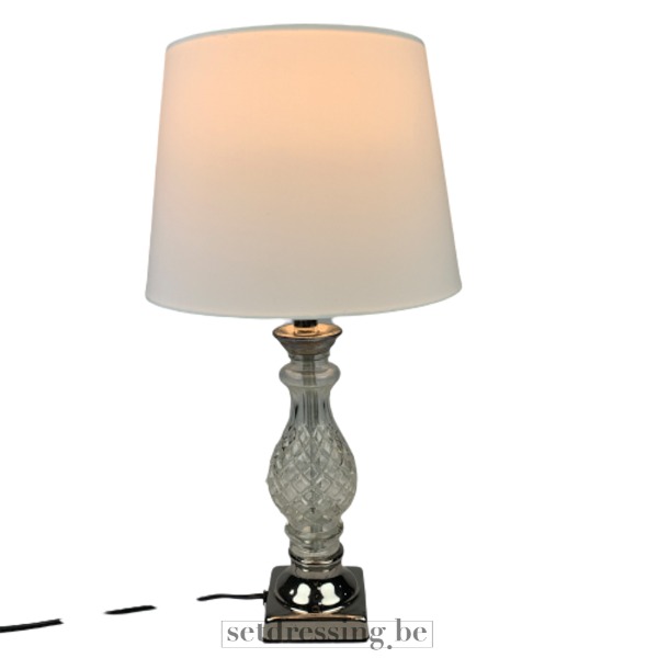 Glazen tafellamp 32cm zilver