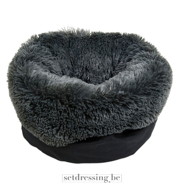 Round fabric dog bed 50cm grey