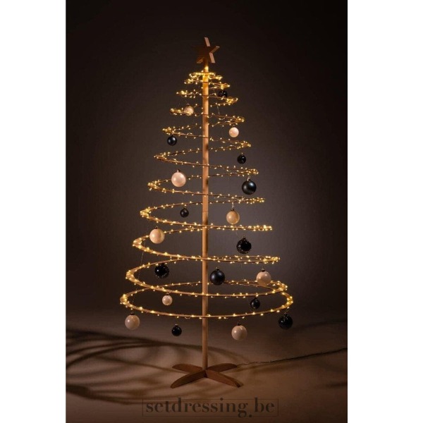 Houten spiraal kerstboom 138cm bruin