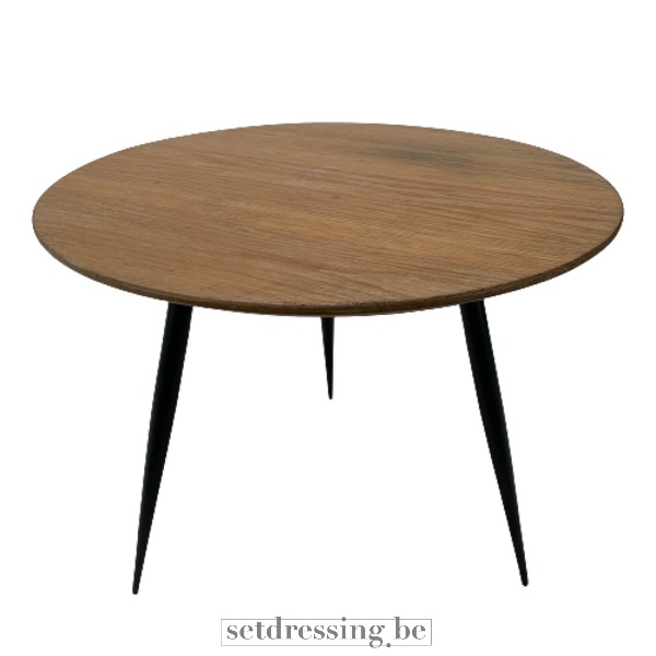Round wooden side table 50cm brown