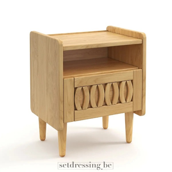 Houten nachtkastje met lade 48cm bruin