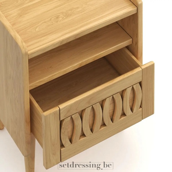 Houten nachtkastje met lade 48cm bruin