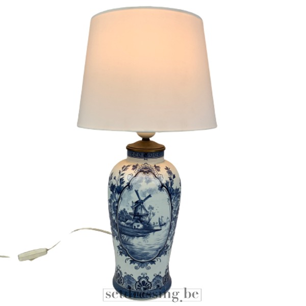 Keramieken tafellamp 34cm blauw/wit