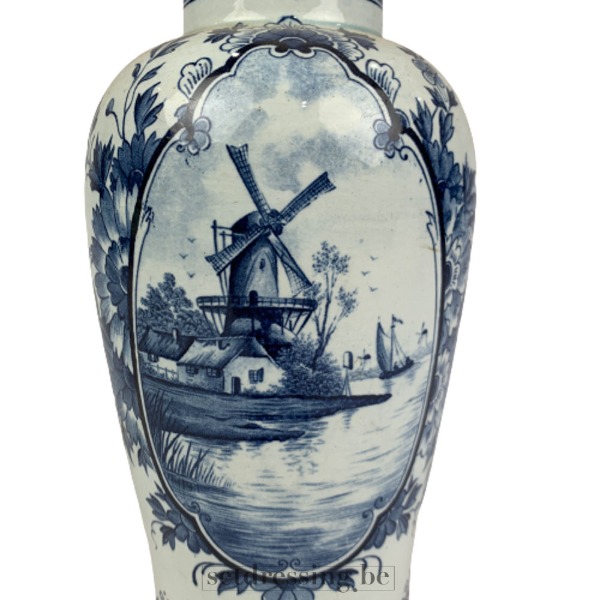 Keramieken tafellamp 34cm blauw/wit