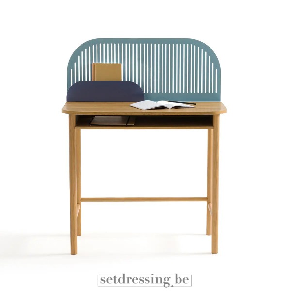 Kleine houten bureau 110cm groen/blauw