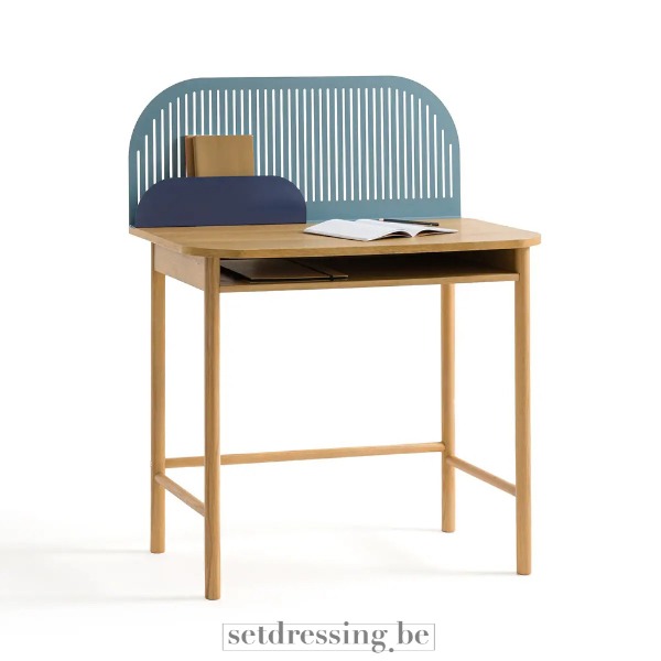 Kleine houten bureau 110cm groen/blauw