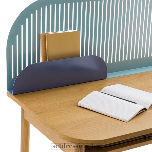 Kleine houten bureau 110cm groen/blauw