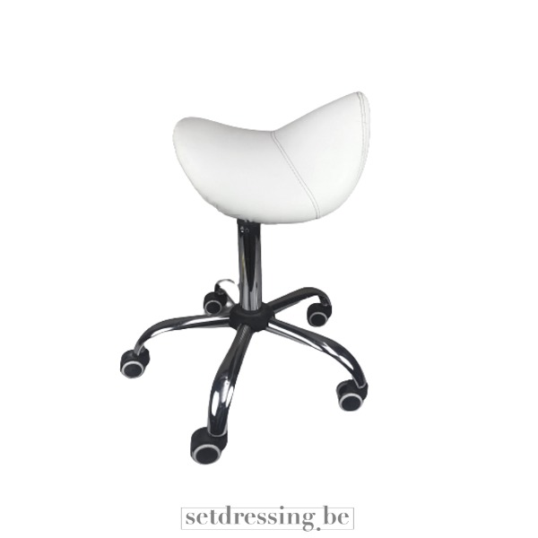 Leather saddle stool 75cm white