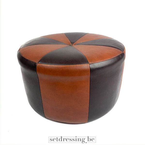 Leather pouf 45cm brown