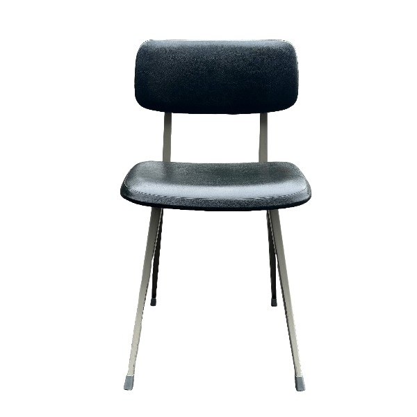 Lederen stoel 80 cm zwart