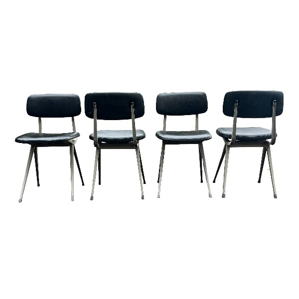 Lederen stoel 80 cm zwart