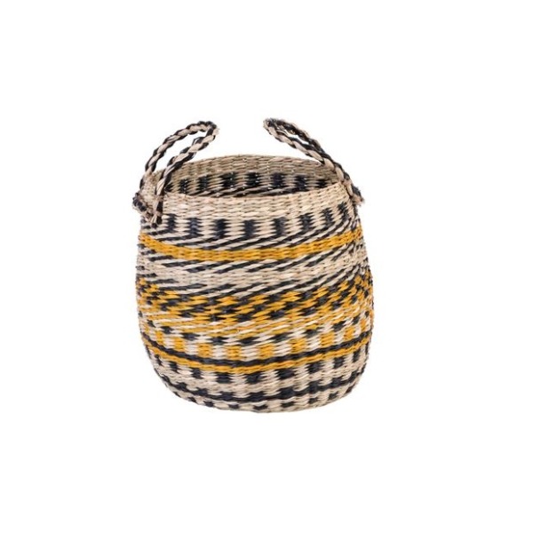 Mand 23cm zwart, naturel, oker