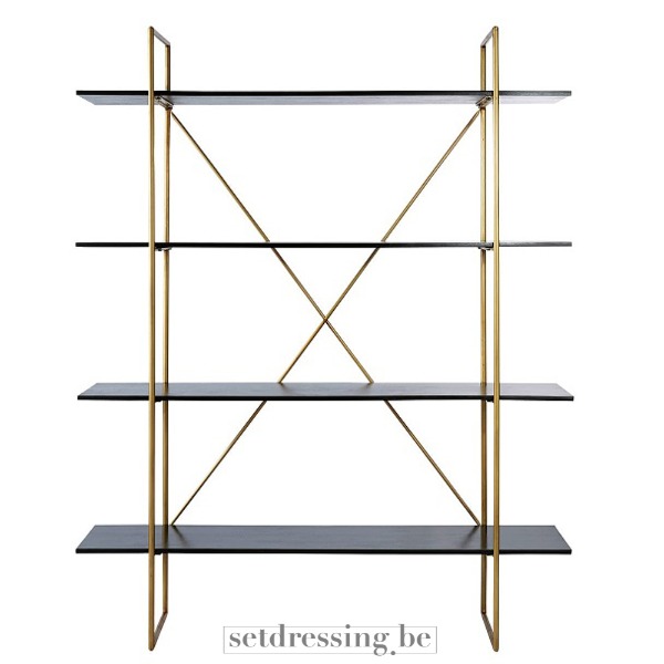 Solid shelving unit 190cm black/gold