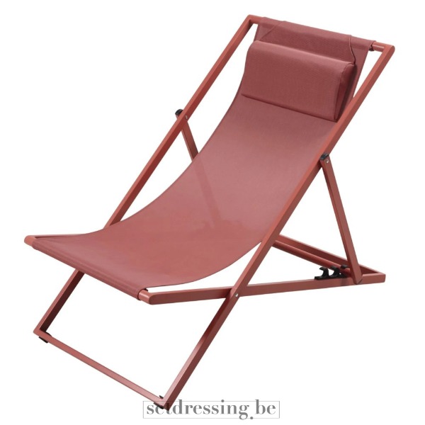 Metalen strandstoel 104cm rood