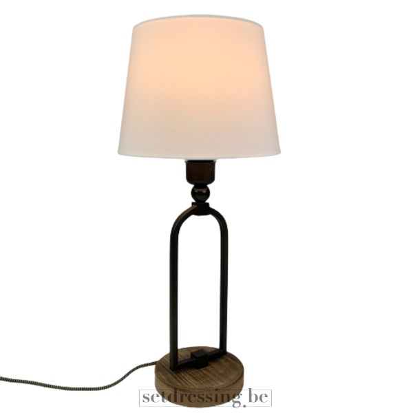 Metalen tafellamp 38cm met houten voet