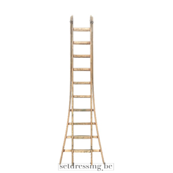 Oude houten uitschuifbare ladder 250cm bruin