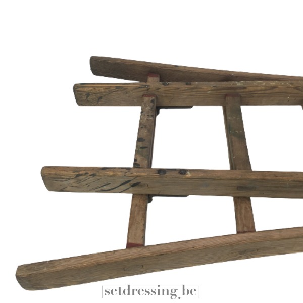 Oude houten uitschuifbare ladder 250cm bruin