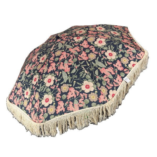 Parasol met franje en bloemenprint