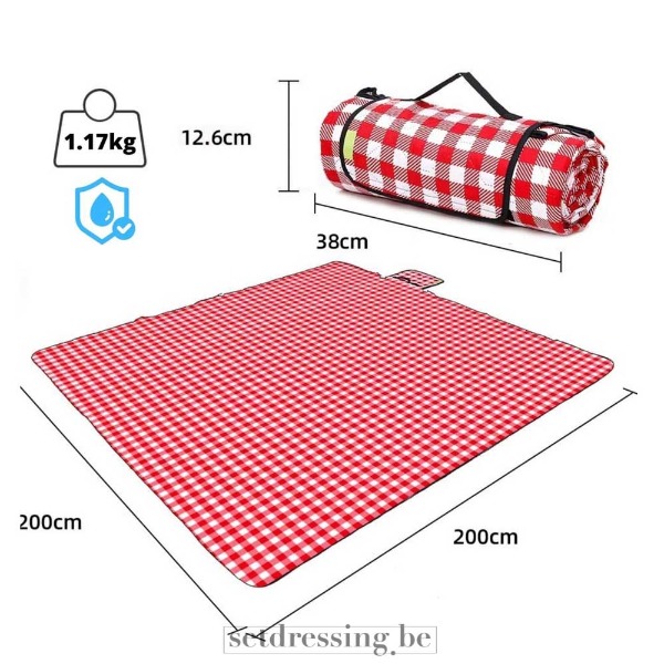 Picknick kleed 2m x 2m rood/wit 