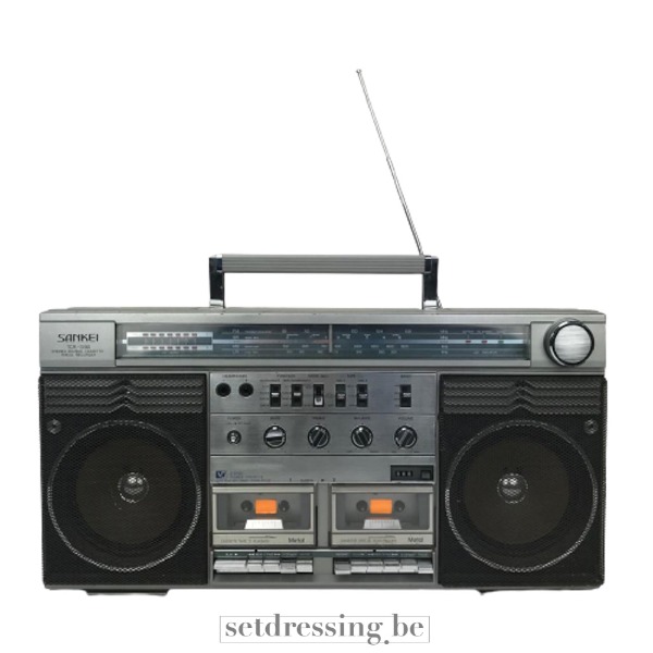 Retro ghettoblaster 62cm grijs 