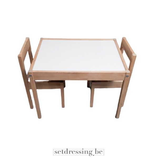 Set van 2 kinderstoelen en tafeltje wit