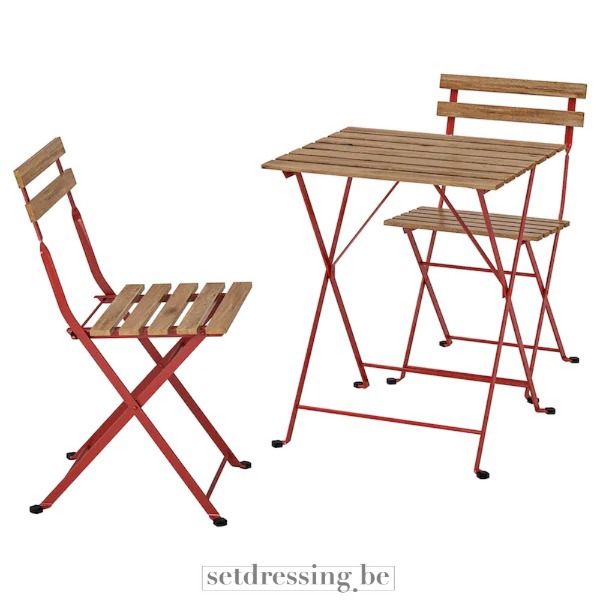 Set tuintafel met stoelen rood/bruin