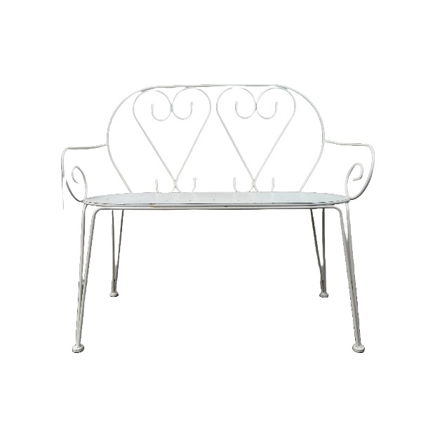 Wrought iron garden bench 103cm white