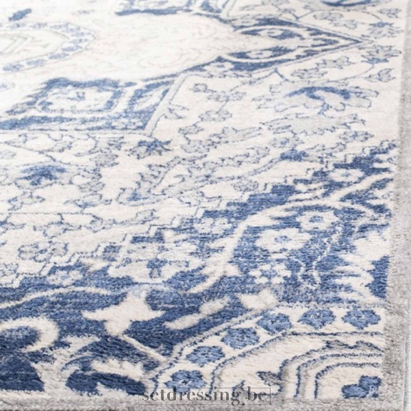 Tapijt 200x200cm crème en blauw 