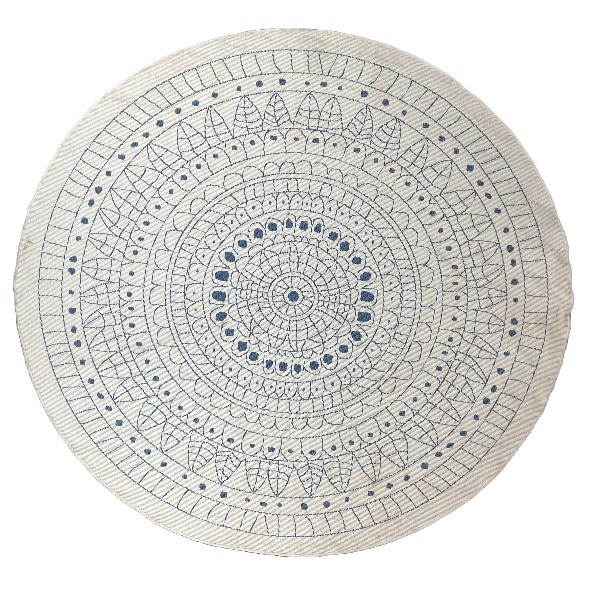 Tweezijdig rond tapijt blauw/beige