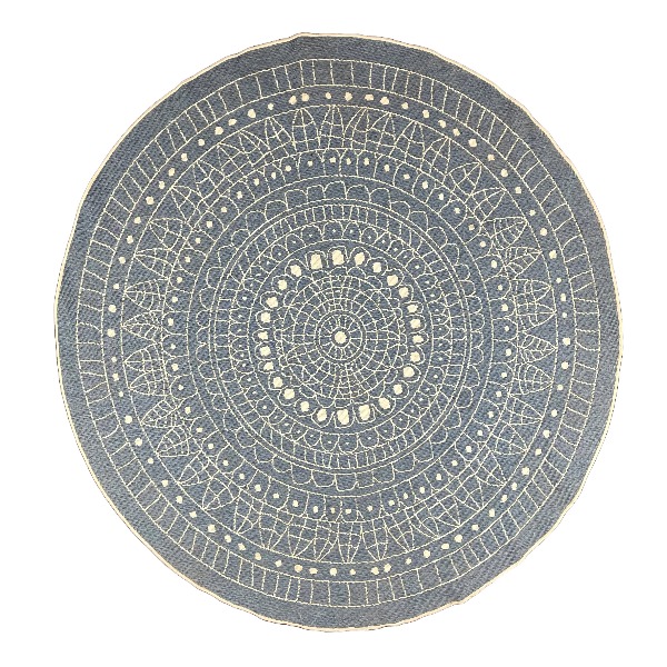 Tweezijdig rond tapijt blauw/beige