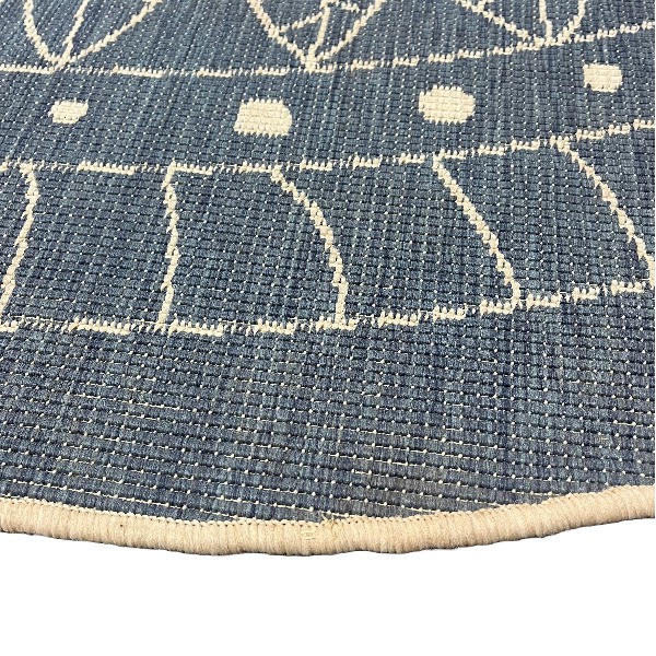 Tweezijdig rond tapijt blauw/beige